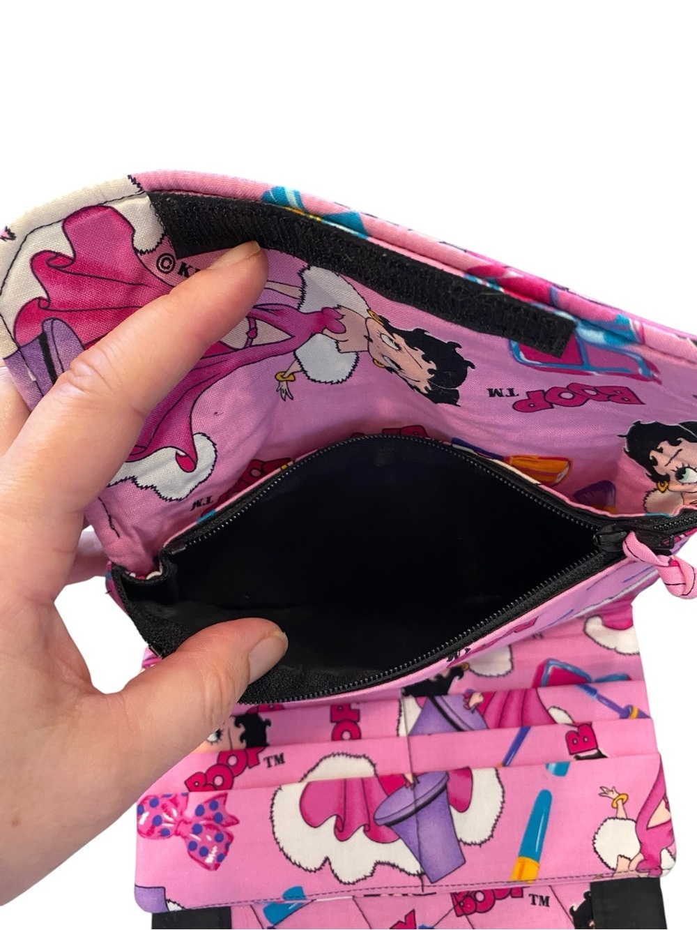 Betty Boop handcrafted quilted tote bag wallet & cosmetic bag Retro Dopamine - Picture 7 of 16